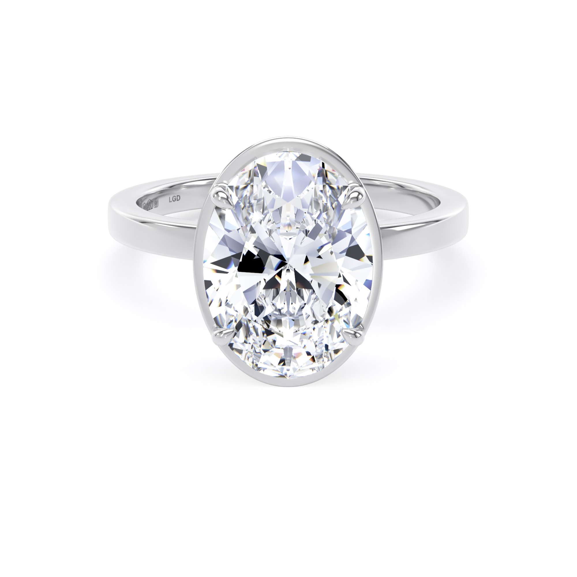 Platinum 3.15cttw Oval Cut Lab Grown Diamond Hidden Halo Solitaire Engagement Ring