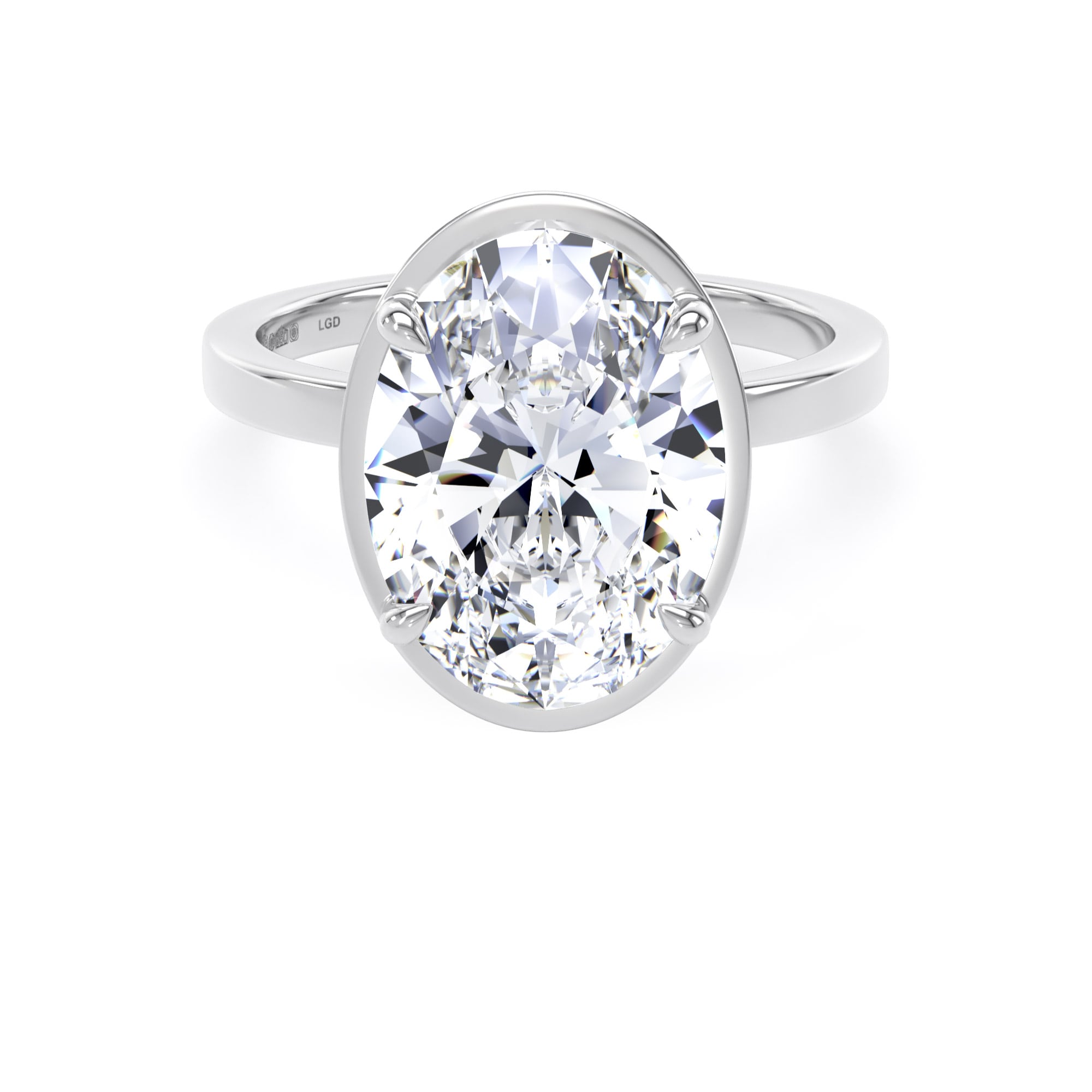 Platinum 4.17cttw Oval Cut Lab Grown Diamond Hidden Halo Solitaire Engagement Ring