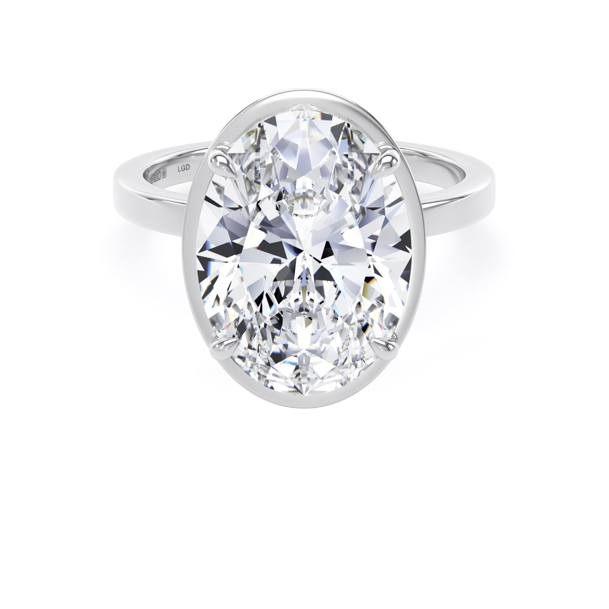 Platinum 5.19cttw Oval Cut Lab Grown Diamond Hidden Halo Solitaire Engagement Ring