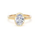 Goldsmiths 18ct Yellow Gold 1.62cttw Oval Cut Lab Grown Diamond Hidden Halo Solitaire Engagement Ring - Ring Size L