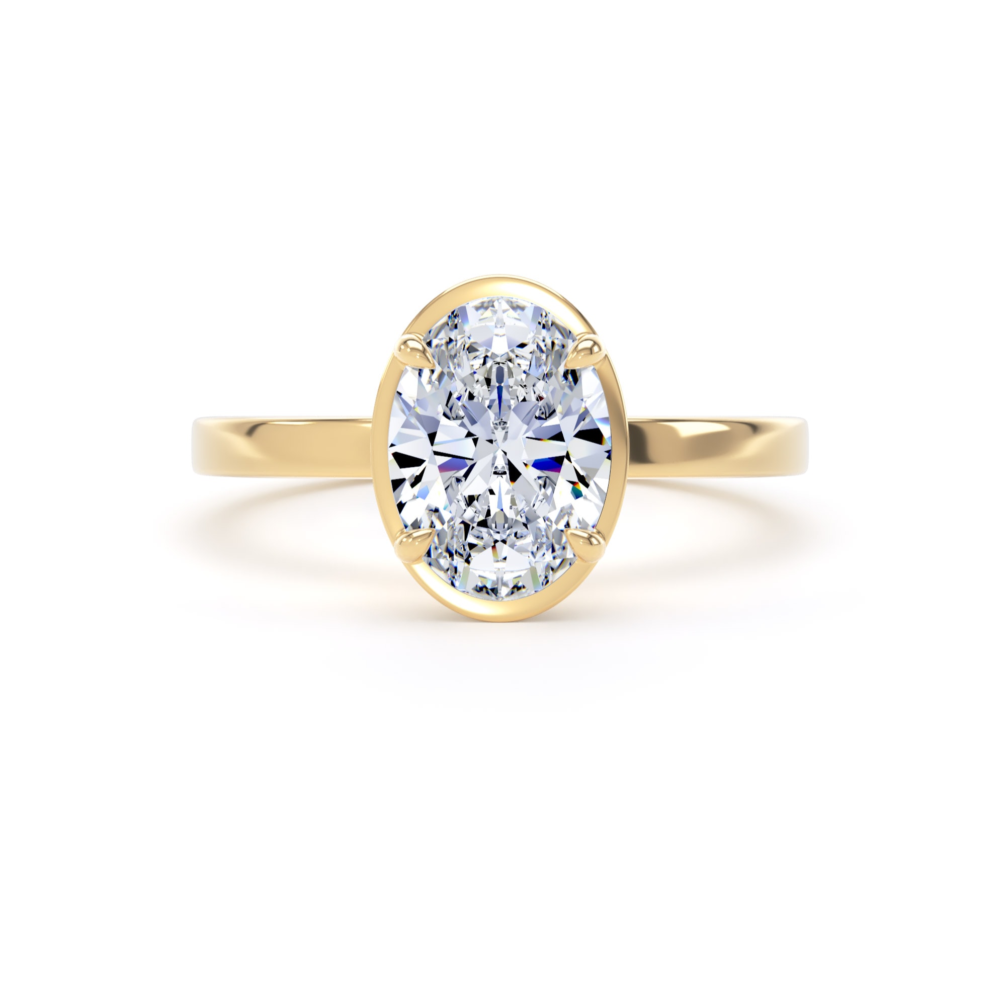 Goldsmiths 18ct Yellow Gold 1.62cttw Oval Cut Lab Grown Diamond Hidden Halo Solitaire Engagement Ring - Ring Size Q