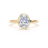Goldsmiths 18ct Yellow Gold 1.62cttw Oval Cut Lab Grown Diamond Hidden Halo Solitaire Engagement Ring - Ring Size L