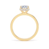 Goldsmiths 18ct Yellow Gold 1.62cttw Oval Cut Lab Grown Diamond Hidden Halo Solitaire Engagement Ring - Ring Size L