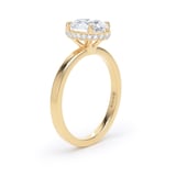 Goldsmiths 18ct Yellow Gold 1.62cttw Oval Cut Lab Grown Diamond Hidden Halo Solitaire Engagement Ring - Ring Size L