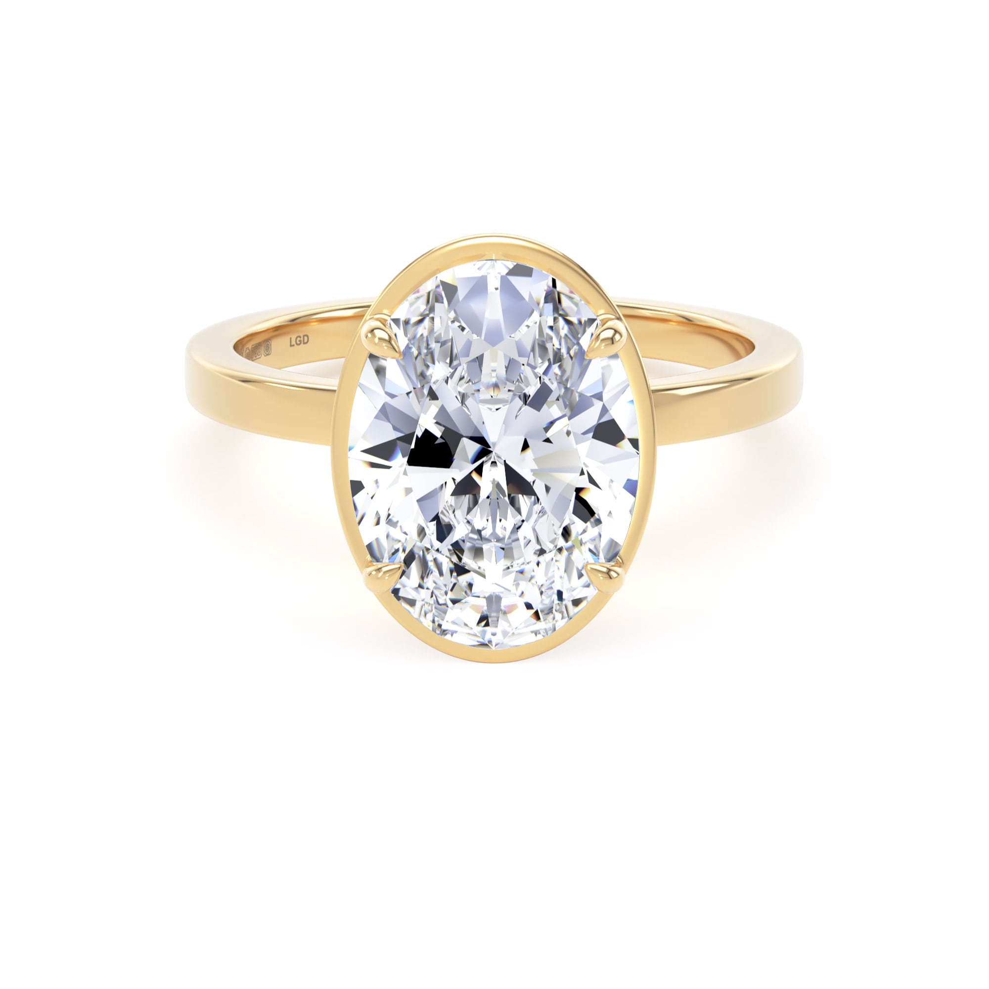 18ct Yellow Gold 3.15cttw Oval Cut Lab Grown Diamond Hidden Halo Solitaire Engagement Ring