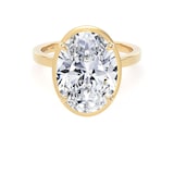 Goldsmiths 18ct Yellow Gold 5.19cttw Oval Cut Lab Grown Diamond Hidden Halo Solitaire Engagement Ring - Ring Size J