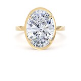 Goldsmiths 18ct Yellow Gold 5.19cttw Oval Cut Lab Grown Diamond Hidden Halo Solitaire Engagement Ring - Ring Size J