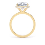 Goldsmiths 18ct Yellow Gold 5.19cttw Oval Cut Lab Grown Diamond Hidden Halo Solitaire Engagement Ring - Ring Size J