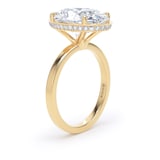 Goldsmiths 18ct Yellow Gold 5.19cttw Oval Cut Lab Grown Diamond Hidden Halo Solitaire Engagement Ring - Ring Size J
