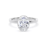 Goldsmiths 18ct White Gold 1.62cttw Oval Cut Lab Grown Diamond Hidden Halo Solitaire Engagement Ring - Ring Size P