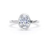 Goldsmiths 18ct White Gold 1.62cttw Oval Cut Lab Grown Diamond Hidden Halo Solitaire Engagement Ring - Ring Size P