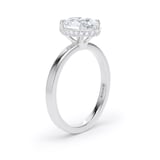 Goldsmiths 18ct White Gold 1.62cttw Oval Cut Lab Grown Diamond Hidden Halo Solitaire Engagement Ring - Ring Size P