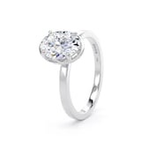 Goldsmiths 18ct White Gold 1.62cttw Oval Cut Lab Grown Diamond Hidden Halo Solitaire Engagement Ring - Ring Size P