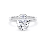 Goldsmiths 18ct White Gold 2.13cttw Oval Cut Lab Grown Diamond Hidden Halo Solitaire Engagement Ring - Ring Size J