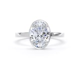 Goldsmiths 18ct White Gold 2.13cttw Oval Cut Lab Grown Diamond Hidden Halo Solitaire Engagement Ring - Ring Size J