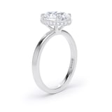 Goldsmiths 18ct White Gold 2.13cttw Oval Cut Lab Grown Diamond Hidden Halo Solitaire Engagement Ring - Ring Size J