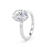 Goldsmiths 18ct White Gold 2.13cttw Oval Cut Lab Grown Diamond Hidden Halo Solitaire Engagement Ring - Ring Size J