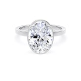 Goldsmiths 18ct White Gold 3.15cttw Oval Cut Lab Grown Diamond Hidden Halo Solitaire Engagement Ring - Ring Size I