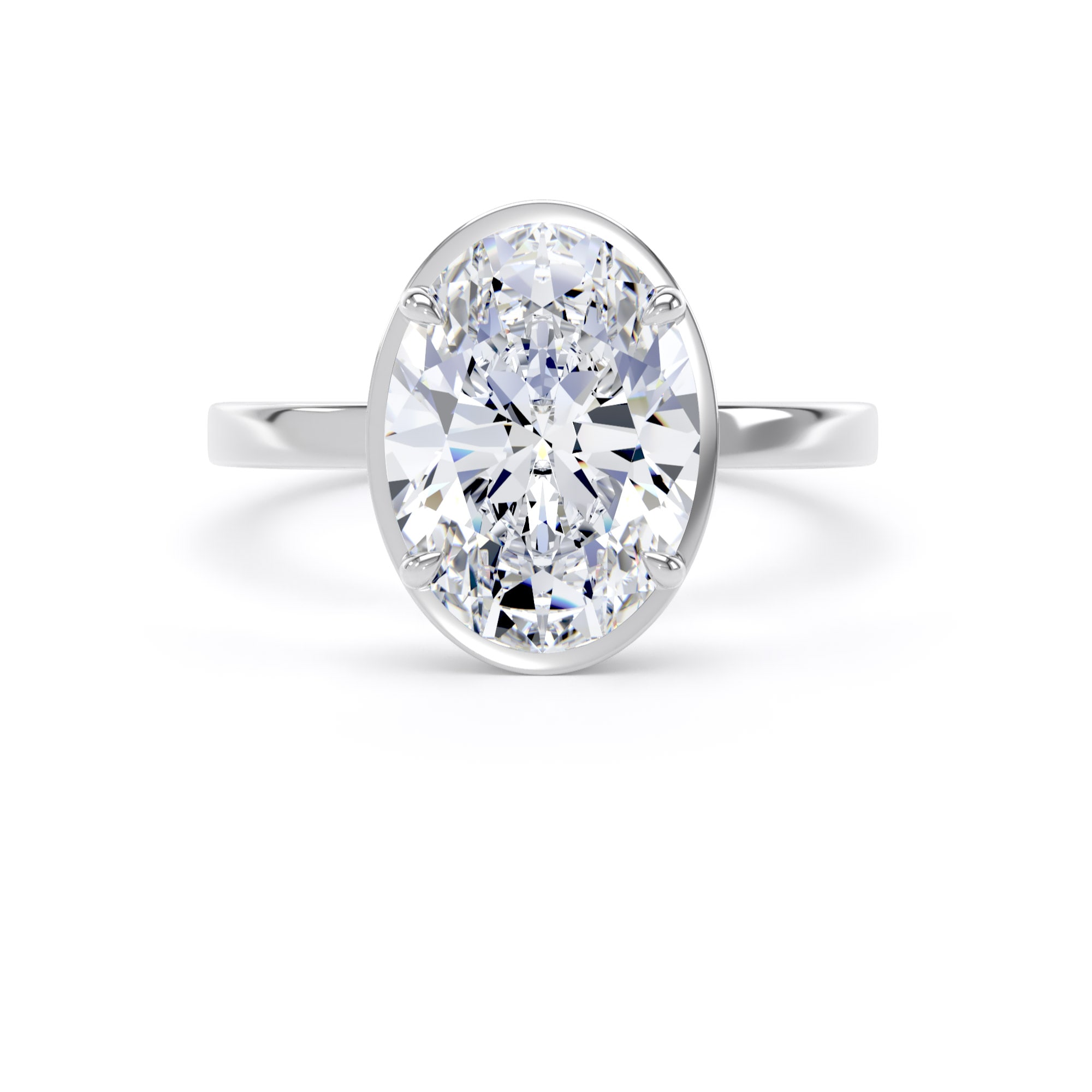 Goldsmiths 18ct White Gold 3.15cttw Oval Cut Lab Grown Diamond Hidden Halo Solitaire Engagement Ring - Ring Size U Goldsmiths 18ct White Gold 3.15cttw Oval Cut Lab Grown Diamond Hidden Halo Solitaire Engagement Ring - Ring Size U