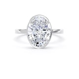 Goldsmiths 18ct White Gold 3.15cttw Oval Cut Lab Grown Diamond Hidden Halo Solitaire Engagement Ring - Ring Size I