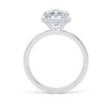Goldsmiths 18ct White Gold 3.15cttw Oval Cut Lab Grown Diamond Hidden Halo Solitaire Engagement Ring - Ring Size I