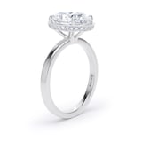 Goldsmiths 18ct White Gold 3.15cttw Oval Cut Lab Grown Diamond Hidden Halo Solitaire Engagement Ring - Ring Size I