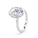 Goldsmiths 18ct White Gold 3.15cttw Oval Cut Lab Grown Diamond Hidden Halo Solitaire Engagement Ring - Ring Size I