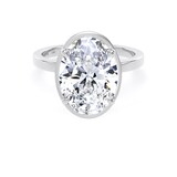 Goldsmiths 18ct White Gold 4.17cttw Oval Cut Lab Grown Diamond Hidden Halo Solitaire Engagement Ring - Ring Size L.5