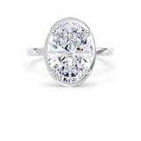 Goldsmiths 18ct White Gold 4.17cttw Oval Cut Lab Grown Diamond Hidden Halo Solitaire Engagement Ring - Ring Size L.5