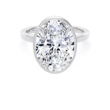 Goldsmiths 18ct White Gold 5.19cttw Oval Cut Lab Grown Diamond Hidden Halo Solitaire Engagement Ring - Ring Size K