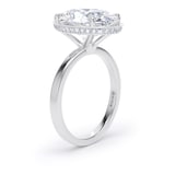 Goldsmiths 18ct White Gold 5.19cttw Oval Cut Lab Grown Diamond Hidden Halo Solitaire Engagement Ring - Ring Size K