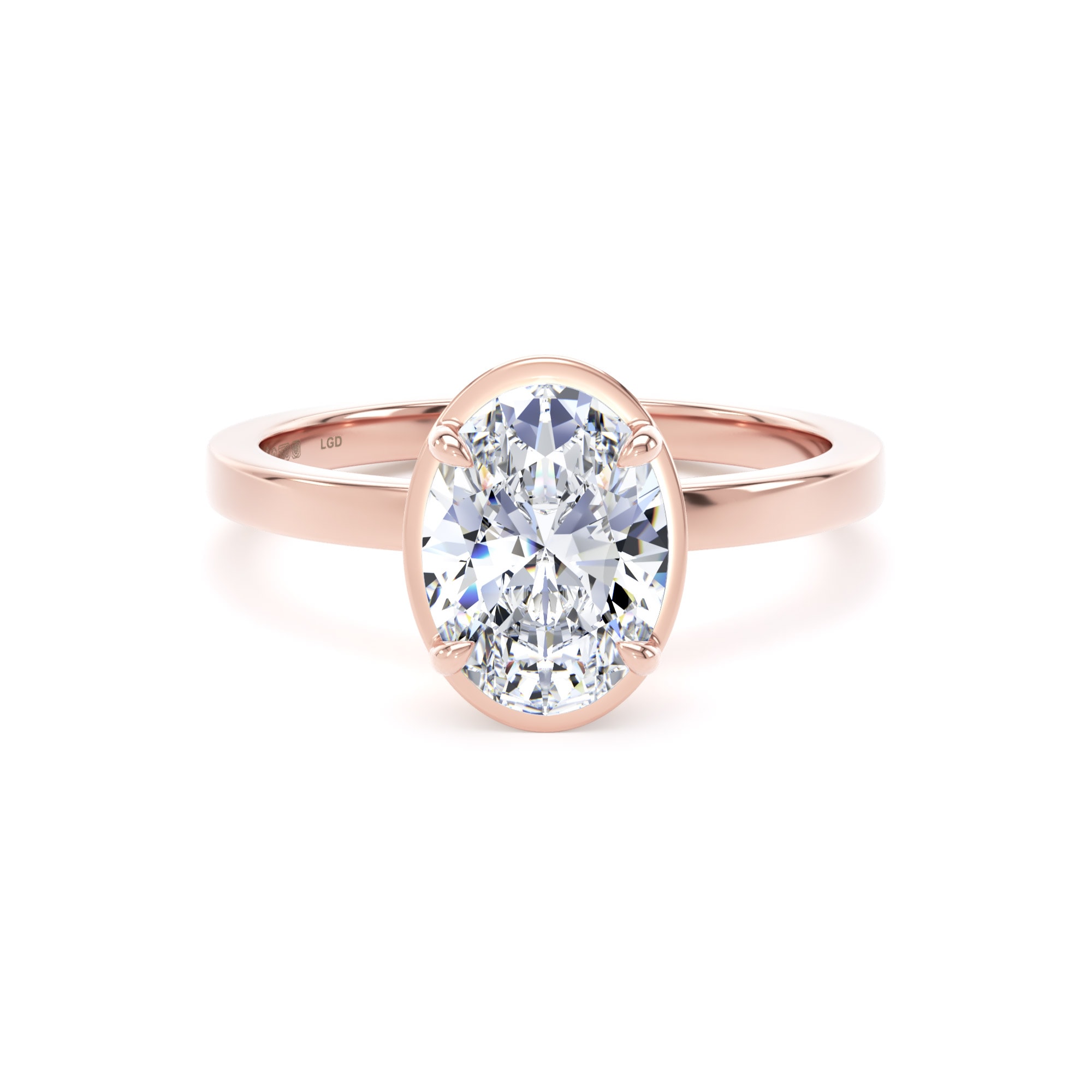 18ct Rose Gold 1.62cttw Oval Cut Lab Grown Diamond Hidden Halo Solitaire Engagement Ring