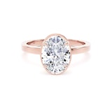 Goldsmiths 18ct Rose Gold 2.13cttw Oval Cut Lab Grown Diamond Hidden Halo Solitaire Engagement Ring - Ring Size L