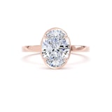 Goldsmiths 18ct Rose Gold 2.13cttw Oval Cut Lab Grown Diamond Hidden Halo Solitaire Engagement Ring - Ring Size L