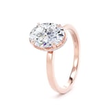 Goldsmiths 18ct Rose Gold 2.13cttw Oval Cut Lab Grown Diamond Hidden Halo Solitaire Engagement Ring - Ring Size L
