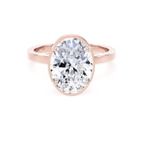 Goldsmiths 18ct Rose Gold 3.15cttw Oval Cut Lab Grown Diamond Hidden Halo Solitaire Engagement Ring - Ring Size H