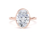 Goldsmiths 18ct Rose Gold 3.15cttw Oval Cut Lab Grown Diamond Hidden Halo Solitaire Engagement Ring - Ring Size H