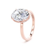 Goldsmiths 18ct Rose Gold 3.15cttw Oval Cut Lab Grown Diamond Hidden Halo Solitaire Engagement Ring - Ring Size H