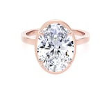 Goldsmiths 18ct Rose Gold 4.17cttw Oval Cut Lab Grown Diamond Hidden Halo Solitaire Engagement Ring - Ring Size G.5