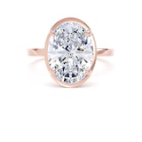 Goldsmiths 18ct Rose Gold 4.17cttw Oval Cut Lab Grown Diamond Hidden Halo Solitaire Engagement Ring - Ring Size G.5