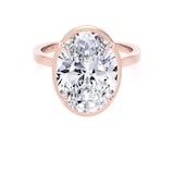 Goldsmiths 18ct Rose Gold 5.19cttw Oval Cut Lab Grown Diamond Hidden Halo Solitaire Engagement Ring - Ring Size F.5