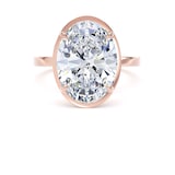 Goldsmiths 18ct Rose Gold 5.19cttw Oval Cut Lab Grown Diamond Hidden Halo Solitaire Engagement Ring - Ring Size F.5