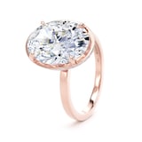 Goldsmiths 18ct Rose Gold 5.19cttw Oval Cut Lab Grown Diamond Hidden Halo Solitaire Engagement Ring - Ring Size F.5