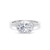 Goldsmiths Platinum East-West 1.62cttw Oval Cut Lab Grown Diamond Hidden Halo Solitaire Engagement Ring - Ring Size I