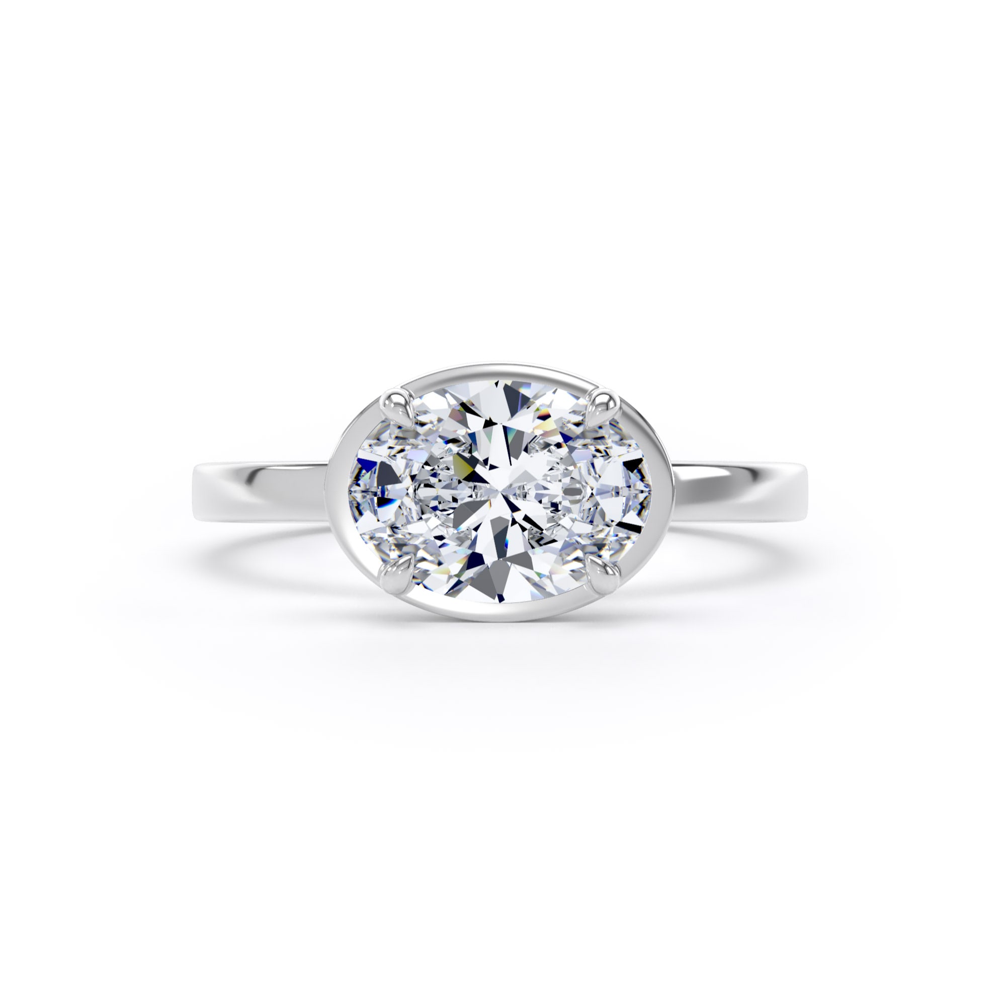 Goldsmiths Platinum East-West 1.62cttw Oval Cut Lab Grown Diamond Hidden Halo Solitaire Engagement Ring - Ring Size N.5 Goldsmiths Platinum East-West 1.62cttw Oval Cut Lab Grown Diamond Hidden Halo Solitaire Engagement Ring - Ring Size N.5