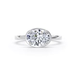 Goldsmiths Platinum East-West 1.62cttw Oval Cut Lab Grown Diamond Hidden Halo Solitaire Engagement Ring - Ring Size I
