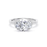 Goldsmiths Platinum East-West 2.13cttw Oval Cut Lab Grown Diamond Hidden Halo Solitaire Engagement Ring - Ring Size F.5