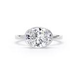 Goldsmiths Platinum East-West 2.13cttw Oval Cut Lab Grown Diamond Hidden Halo Solitaire Engagement Ring - Ring Size F.5