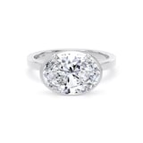 Goldsmiths Platinum East-West 3.15cttw Oval Cut Lab Grown Diamond Hidden Halo Solitaire Engagement Ring - Ring Size I