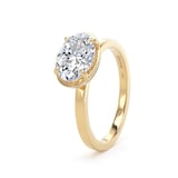 Goldsmiths 18ct Yellow Gold East-West 1.62cttw Oval Cut Lab Grown Diamond Hidden Halo Solitaire Engagement Ring - Ring Size L.5